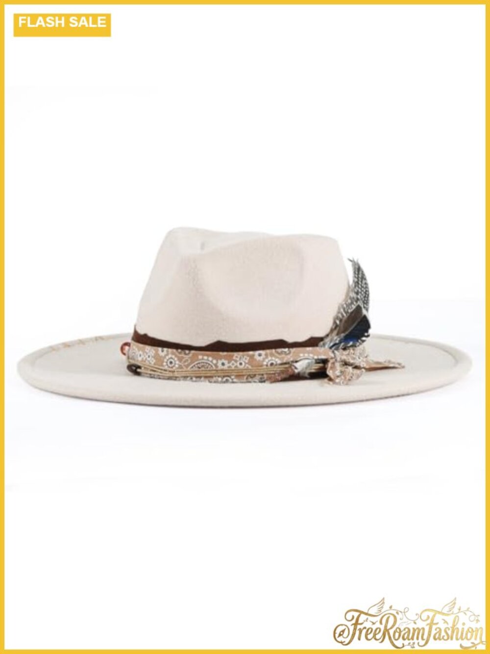 Wide Brim Fedora Handmade Boho Hat Cotton Polyester Dress Up